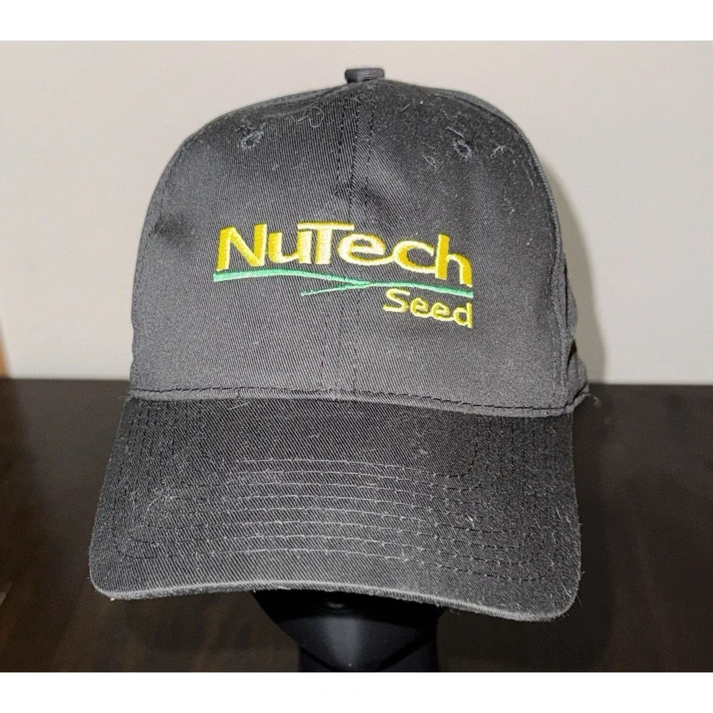 NuTech Seed Black Trucker Hat Baseball Cap Adjustable Raised 3D Logo Headliner V